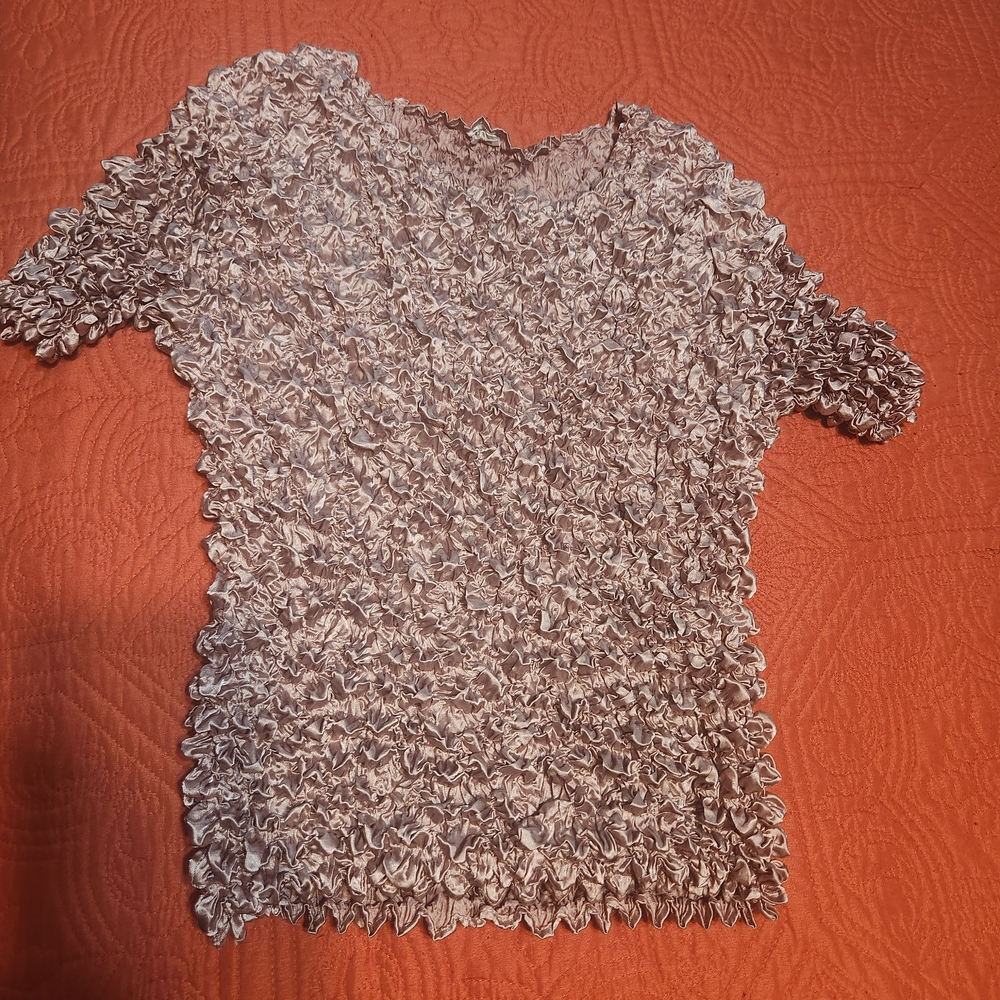 Gray Ruched Short Sleeve Blouse